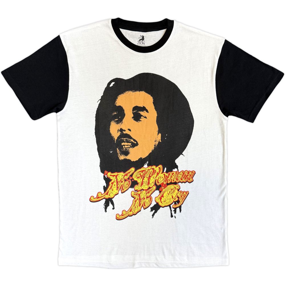 Bob Marley - No Woman Raglan Tshirt - White/Black